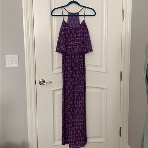 Deep purple geometric maxi dress